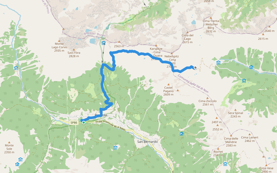 Sentiero Italia - Tappa C03 walking route map in Bagni di Rabbi