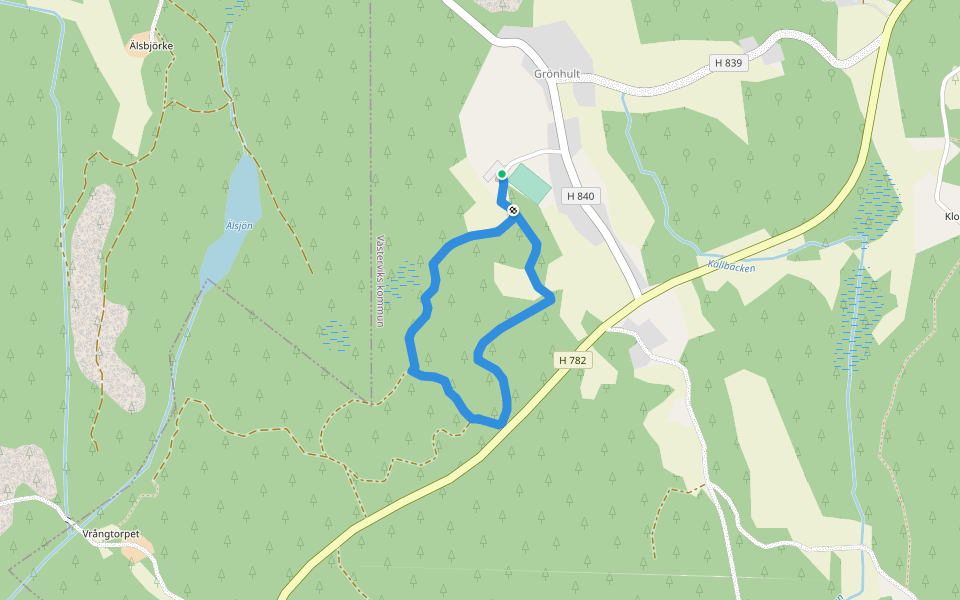 motionsspår 1.5km walking route map in Grönhult