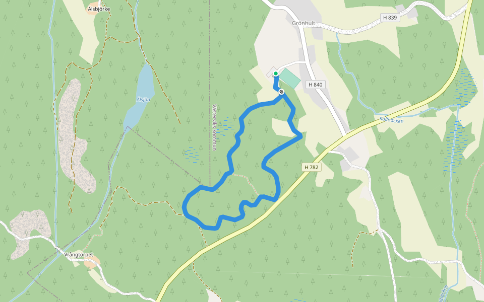 elljusspår 2.5 km walking route map in Grönhult