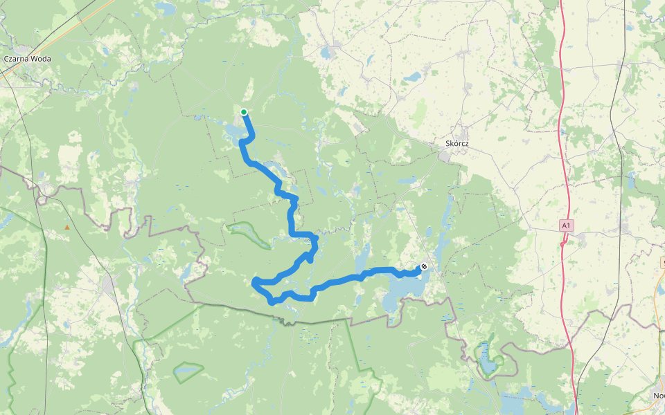 Szlak Jezior Kociewskich walking route map in Ocypel