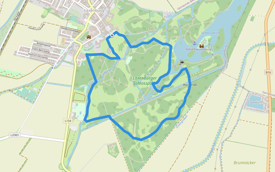 Franzl Runde walking route map in Laxenburg