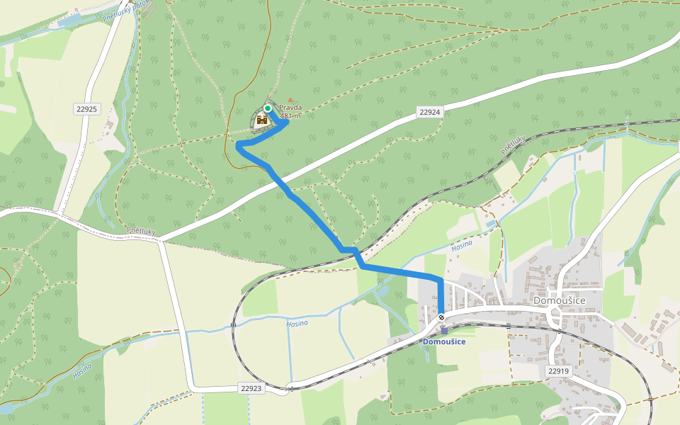 [Ž] Domoušice - Pravda walking route map in Pnětluky