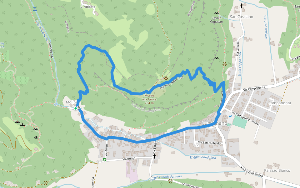 Sentiero della Croce walking route map in Lumignano