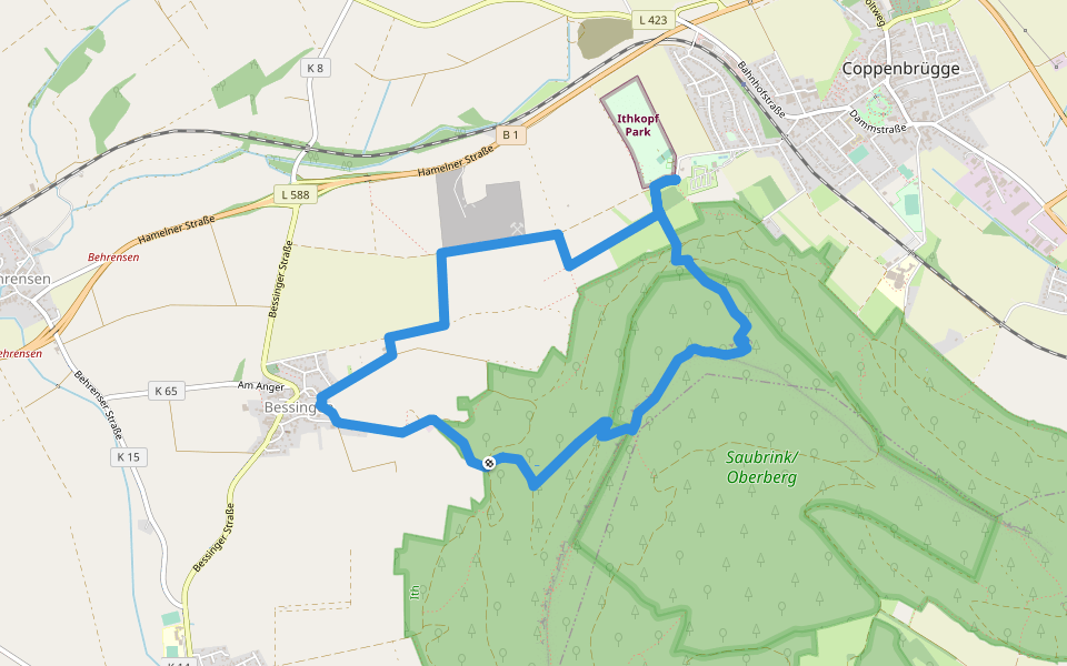 CO2 Götterpfad walking route map in Coppenbrügge