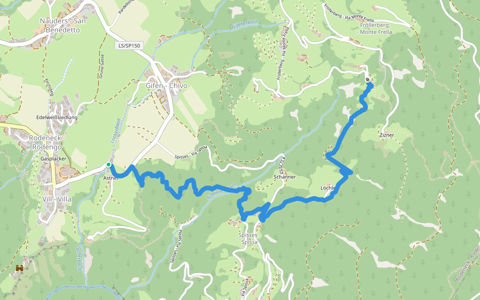 5A - Rodeneck => 5 walking route map in Villa