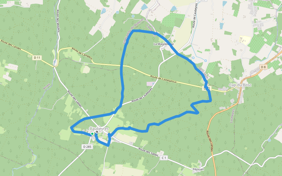 Caubeyres, la fontaine bouillonnante - 10.7 km walking route map in Caubeyres
