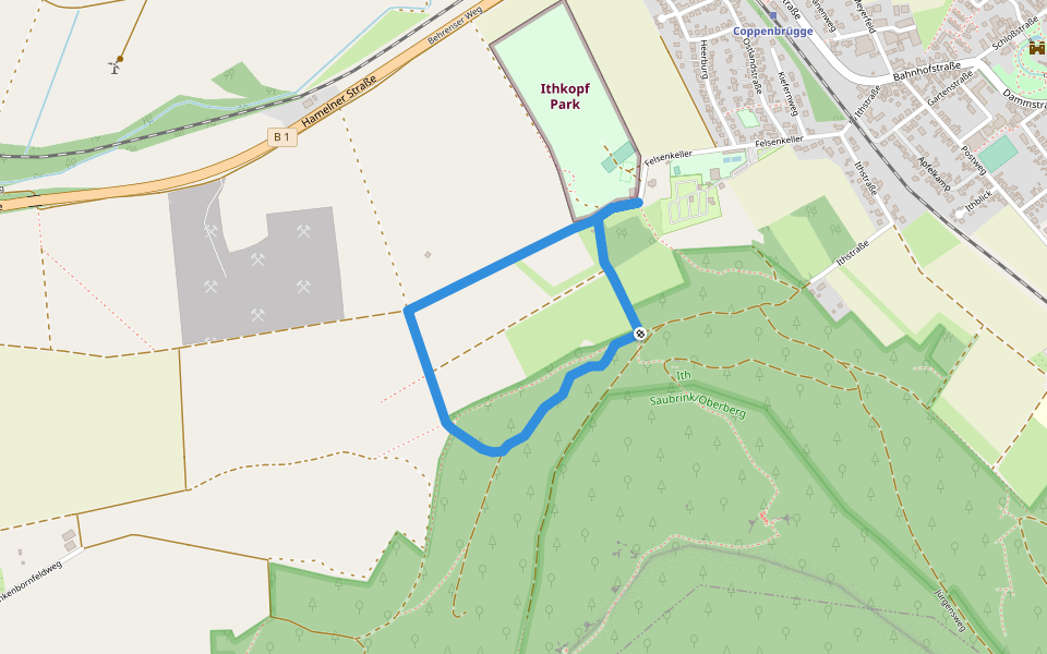 CO1 Rattenfänger Panoramaweg walking route map in Coppenbrügge