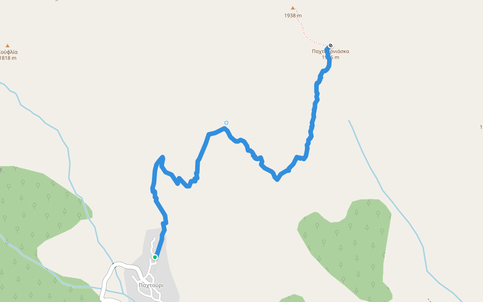 Παχτούρι - Παχτουρνιάσκα / Mytikas (1976) walking route map in Pachtouri