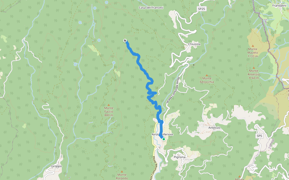 Ponte delle Serre - La Villa - Giandì - Scogliera Casarino - Bivio 121C walking route map in Airola Inferiore