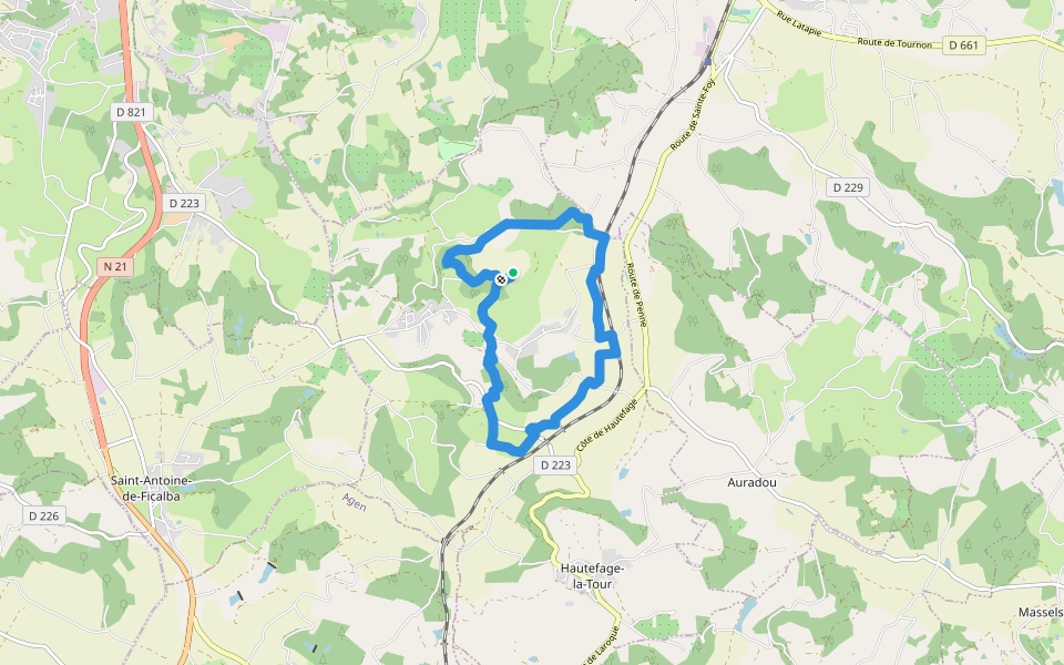 Saint-Thomas, par Saint-Just et Piquepoul - 10.6 km walking route map in Hautefage-la-Tour