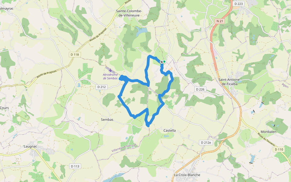 Nouaillac, randonnée sur le plateau du Castella et de Sembas - 12km walking route map in Pujols