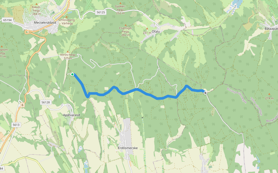 K, RPDDK 89. (Apátvarasd-telep – Harsányi kereszt) walking route map in Apátvarasd