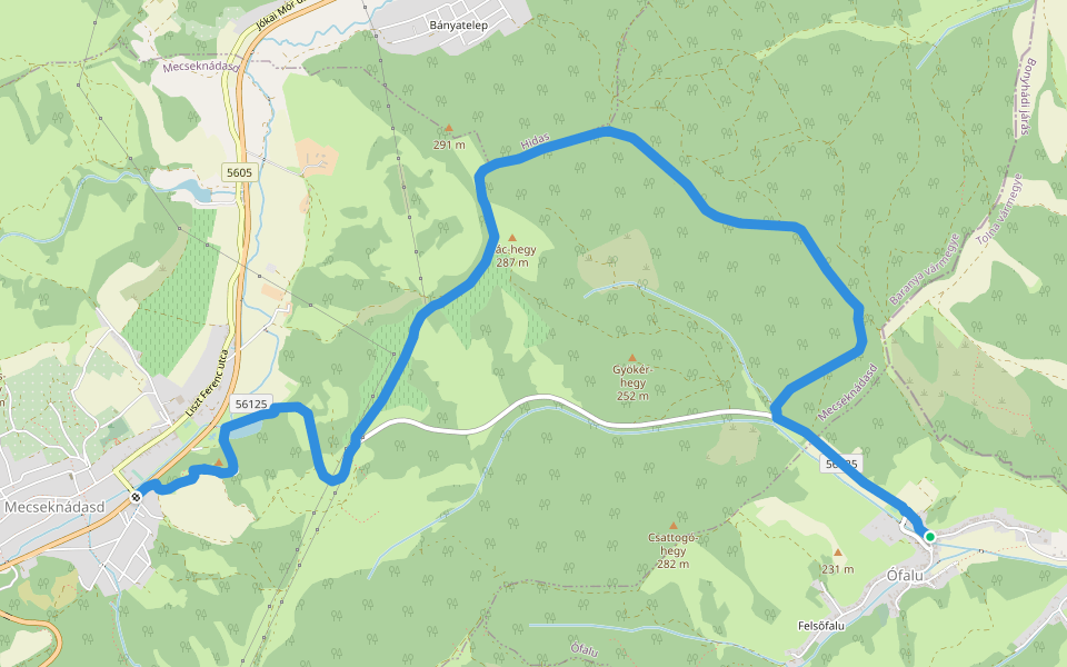 P, DDP 4. (Ófalu – Mecseknádasd) walking route map in Ófalu
