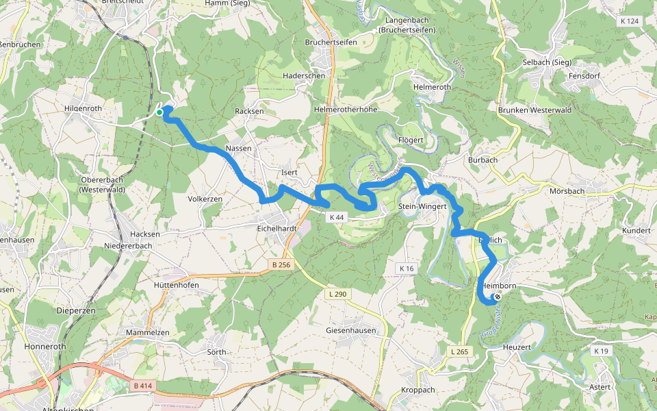 [K] Kölner Weg [07] Marienthal - Heimborn walking route map in Hilgenroth