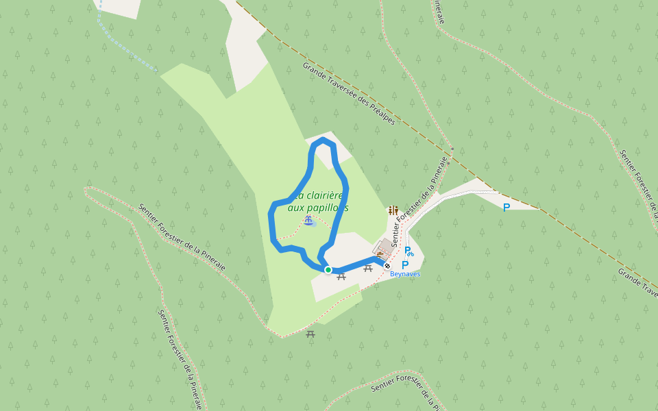 Sentier de la Clairière aux Papillons walking route map in Sainte-Colombe