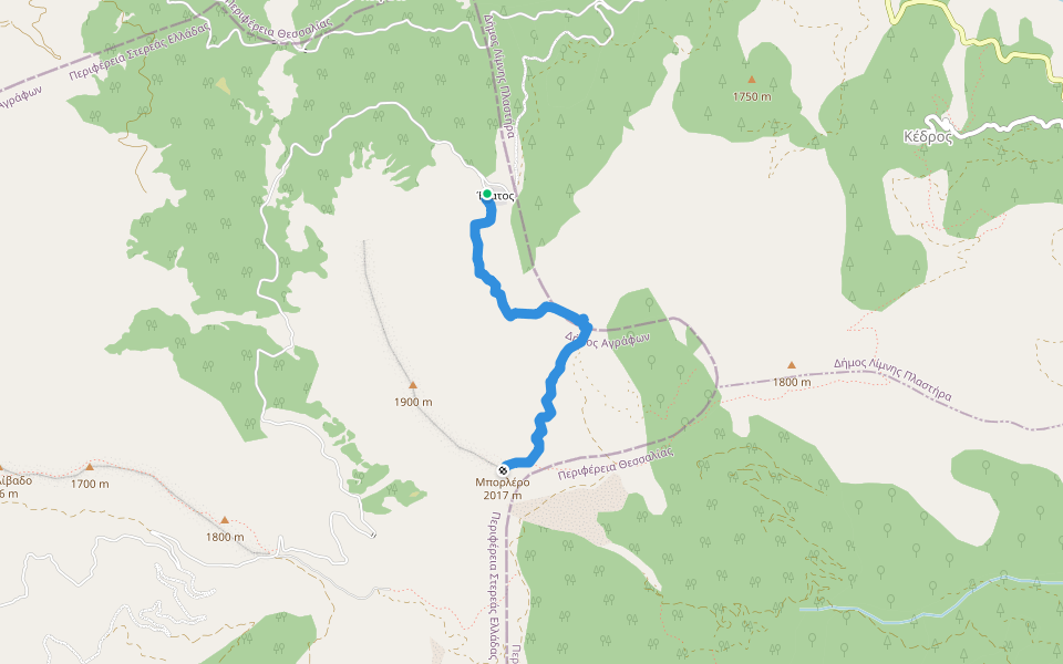 Έλατος - Μπορλέρο (2016) walking route map in Elatos