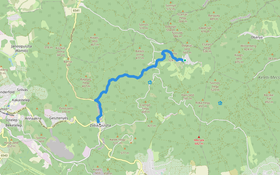 K, RPDDK 85. (Zobákpuszta – Kisújbánya) walking route map in Hosszúhetény