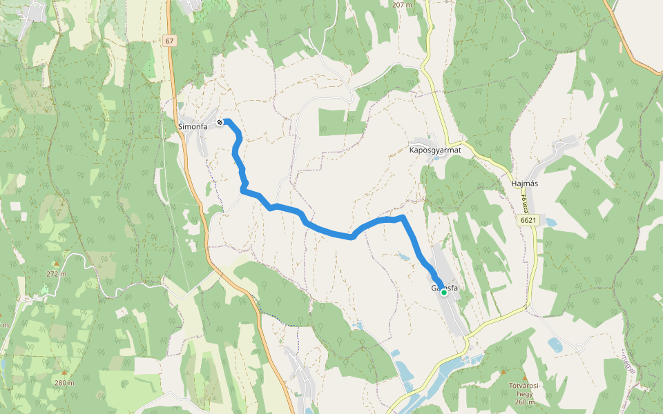 K, RPDDK 72. (Simonfa kh. – Gálosfa) walking route map in Gálosfa