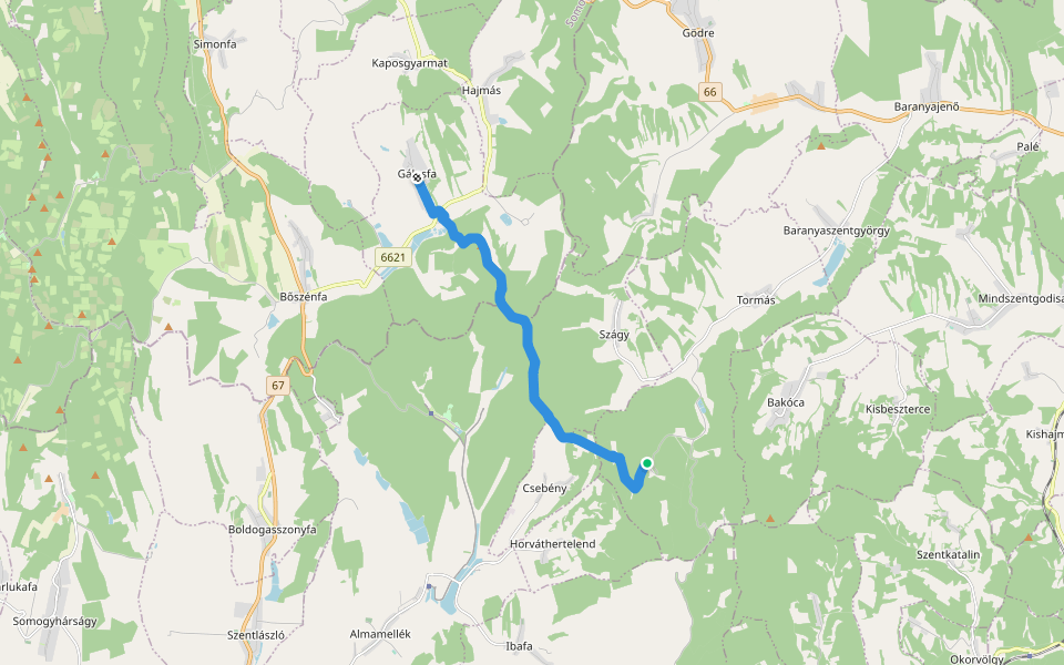 K, RPDDK 73. (Gálosfa – Felsőkövesd) walking route map in Tormás