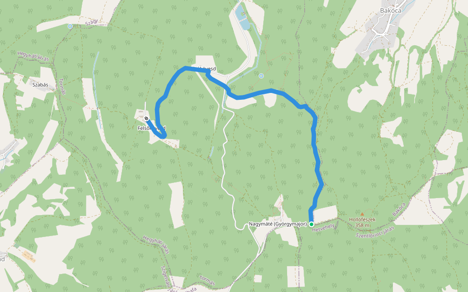 K, RPDDK 74. (Felsőkövesd – Nagymáté v.h.) walking route map in Bakóca