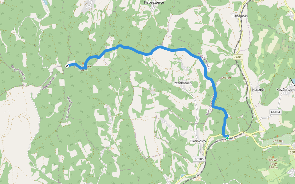 K, RPDDK 75. (Nagymáté, v.h. – Abaliget, vá.) walking route map in Abaliget