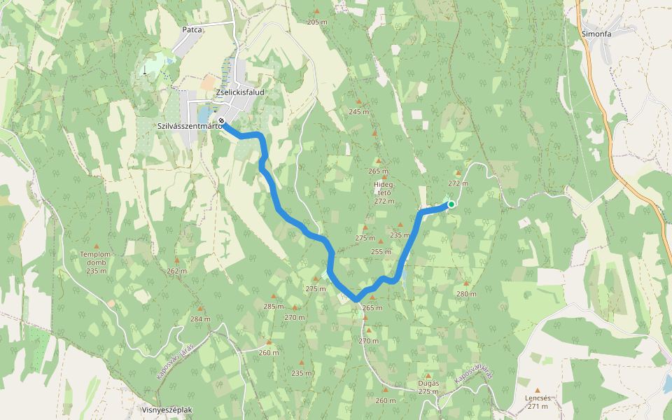 K, RPDDK 70. (Zselickisfalud kh. – Ropoly) walking route map in Bőszénfa