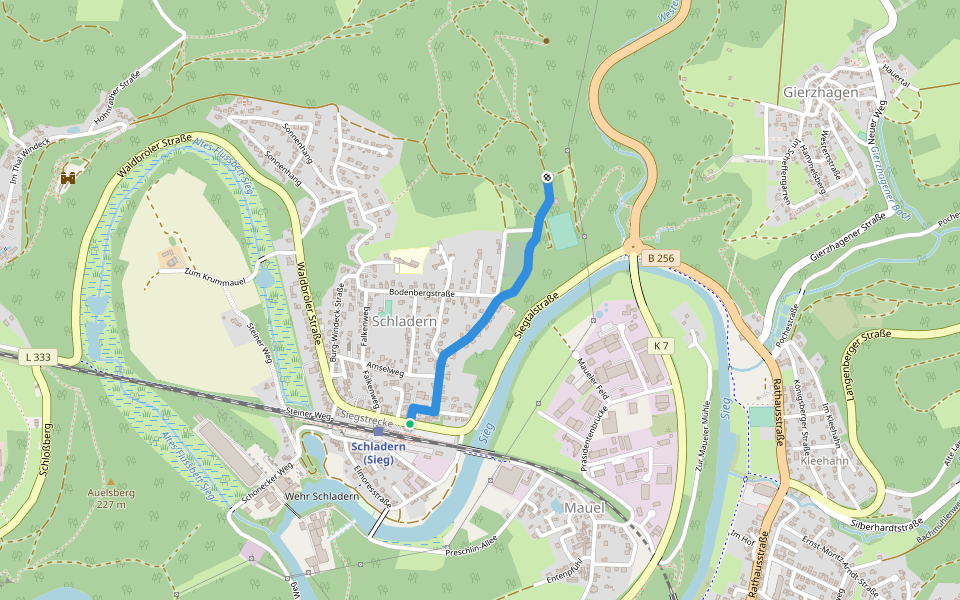 Natursteig Sieg Zugang Bf Schladern (2) walking route map in Windeck