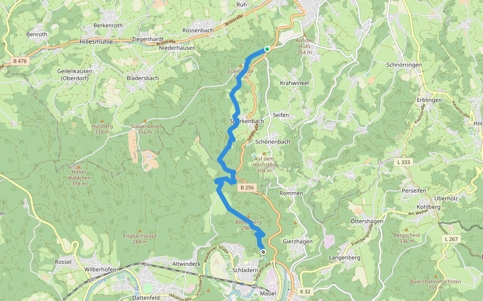 Verbindungsweg Panoramasteig - Natursteig Sieg walking route map in Waldbröl