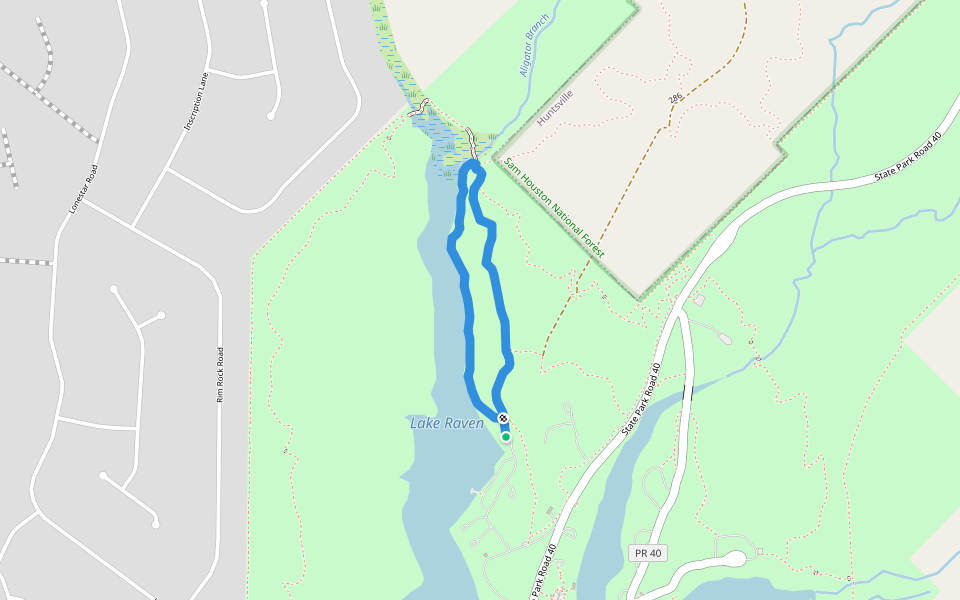Prairie Branch Loop walking route map in New Waverly