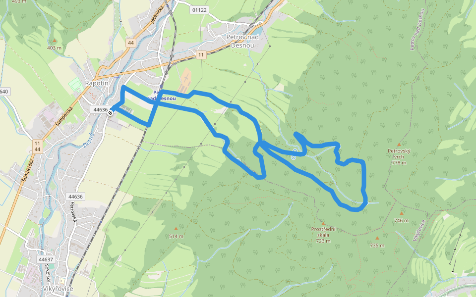 NS Petrovské studánky walking route map in Petrov nad Desnou