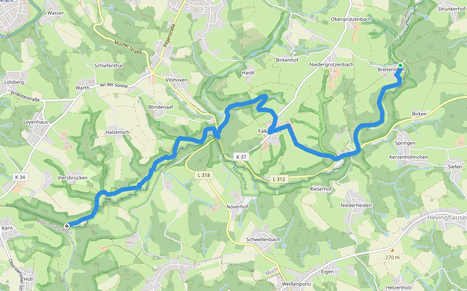 [X22] Kurkölner Weg [Overath] walking route map in Overath