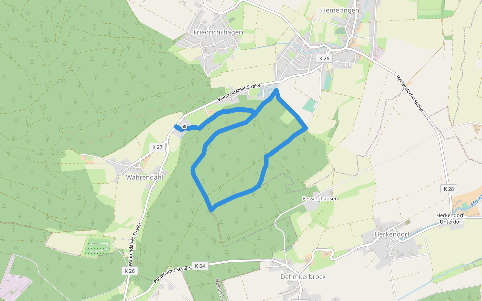 HO14 - Hemeringer Berg Route walking route map in Hessisch Oldendorf