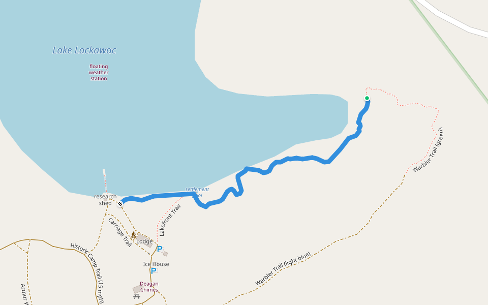 Scenic Shoreline Trail walking route map in Lake Ariel