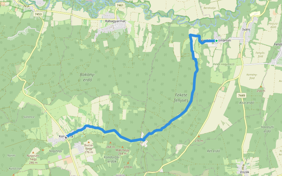 K, RPDDK 18. (Hegyhátszentmárton – Kondorfa) walking route map in Hegyhátszentmárton