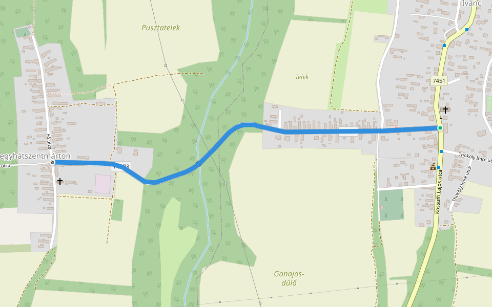 K, RPDDK 17. (Ivánc – Hegyhátszentmárton) walking route map in Ivánc