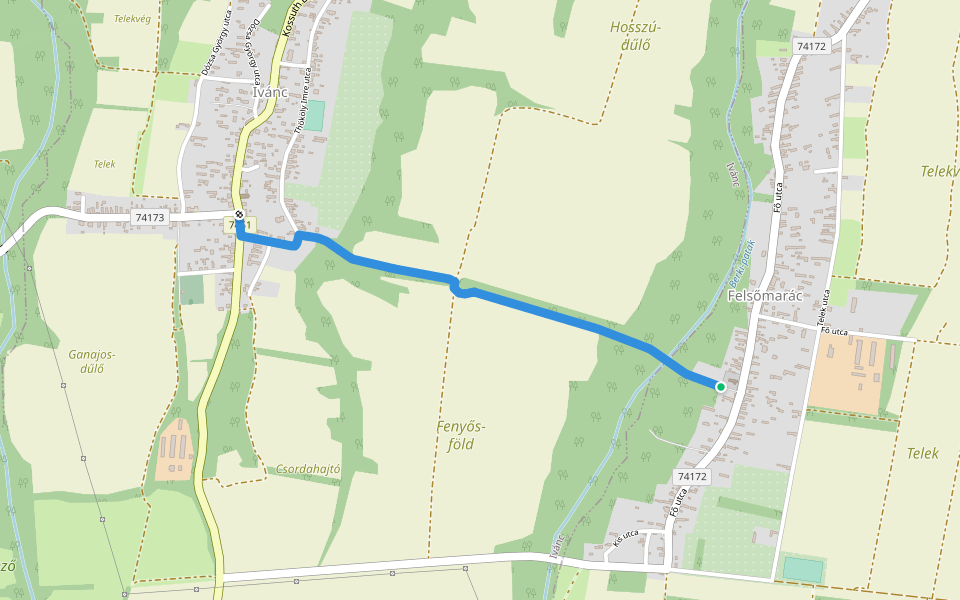 K, RPDDK 16. (Felsőmarác – Ivánc) walking route map in Felsőmarác