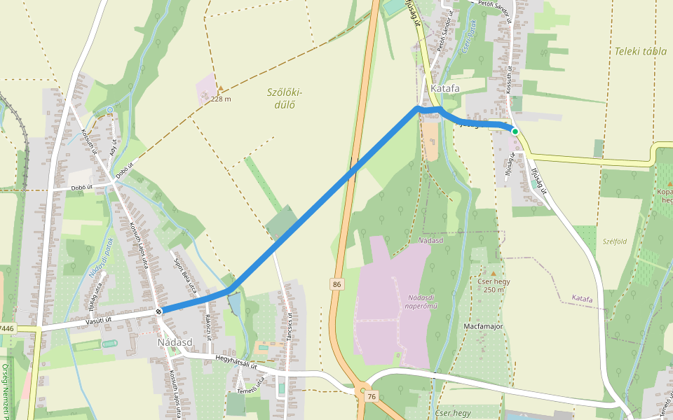 K, RPDDK 12. (Katafa – Nádasd) walking route map in Katafa