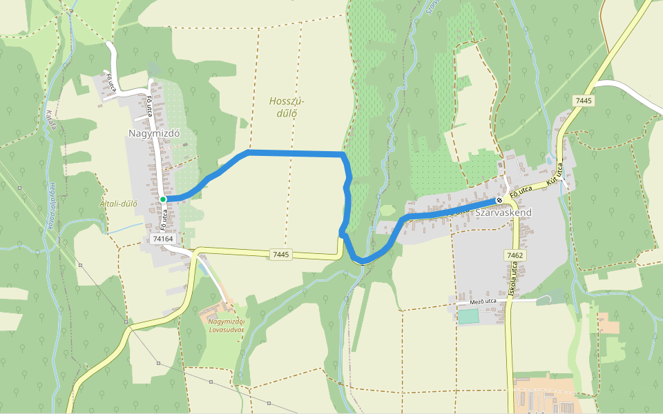 K, RPDDK 10. (Szarvaskend – Nagymizdó) walking route map in Nagymizdó