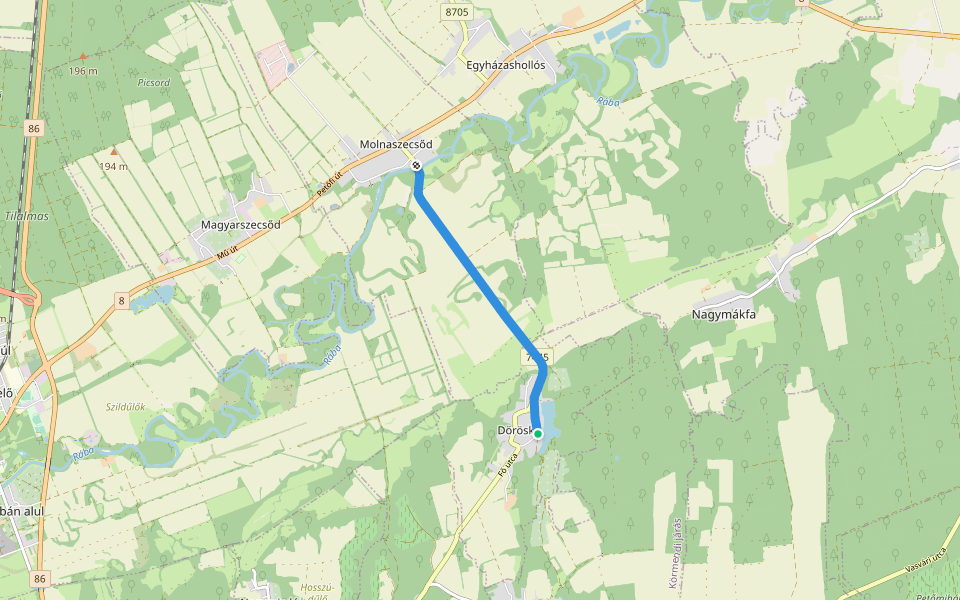 K, RPDDK 07. (Molnaszecsőd – Döröske) walking route map in Döröske
