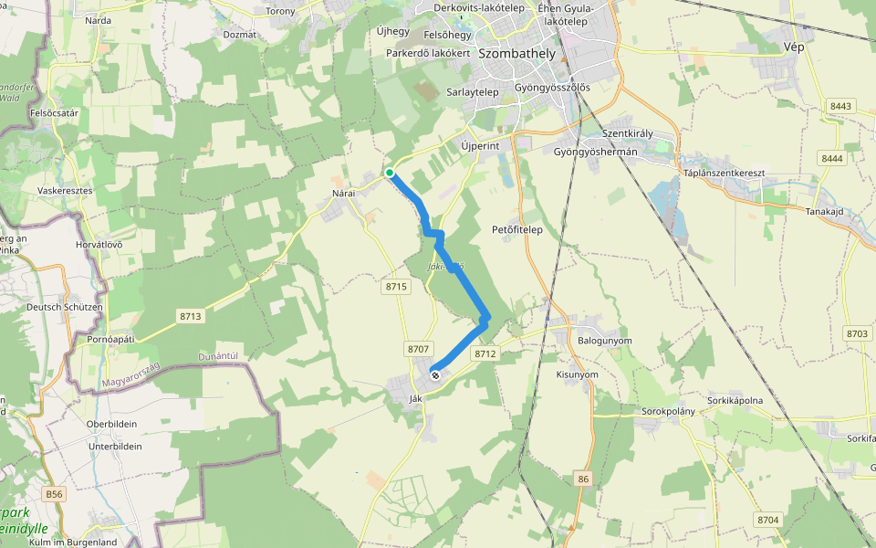 K, RPDDK 04. (Nárai – Ják) walking route map in Nárai