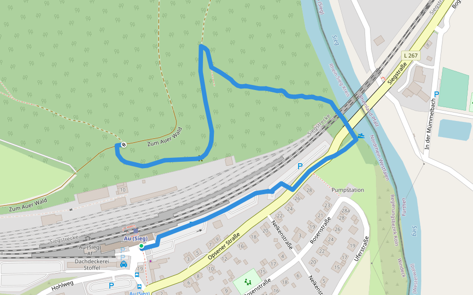 Natursteig Sieg Zugang Bf Au (Sieg) walking route map in Windeck