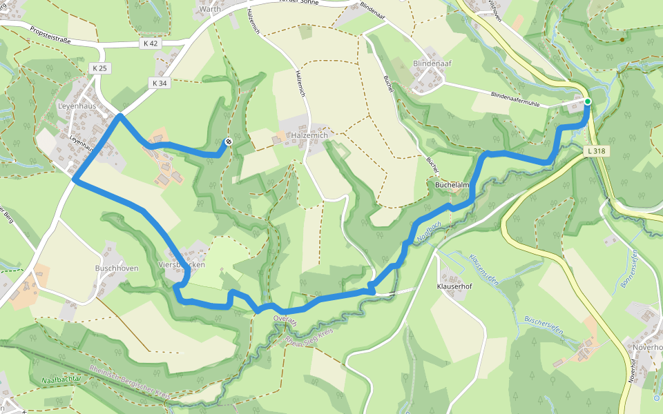 Eulenthal Rundweg A10 walking route map in Overath