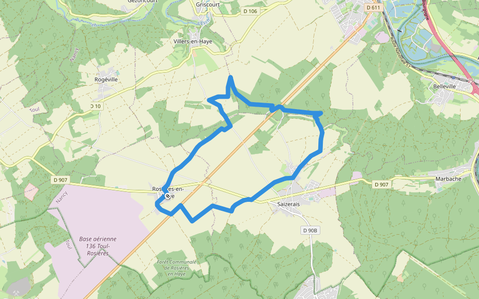 Circuit des 4 Vents walking route map in Rosières-en-Haye