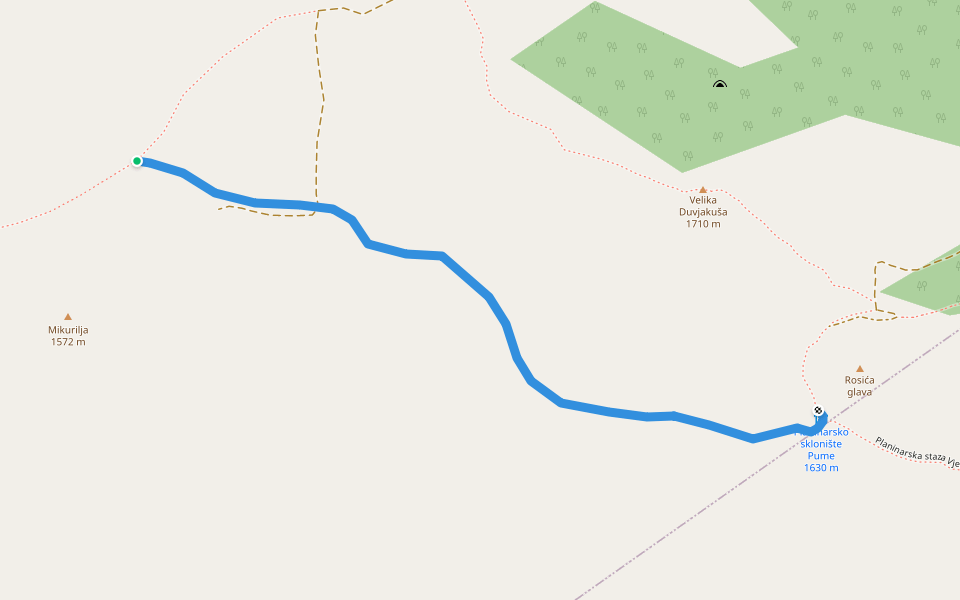 PL. dom Puma walking route map in Garjak