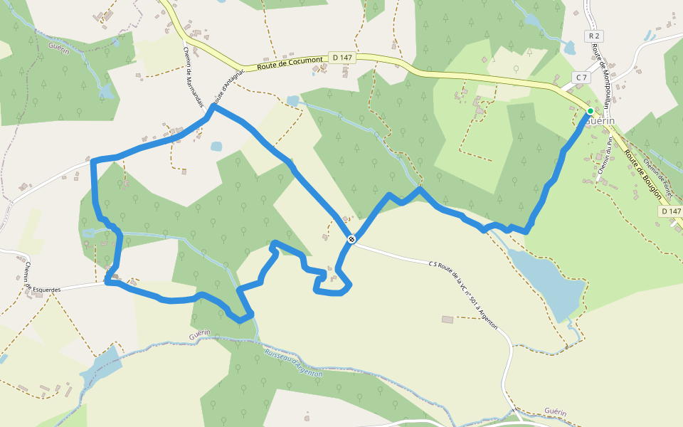Guérin, balade vers l'église d'Esquerdes - 8.2 km walking route map in Guérin