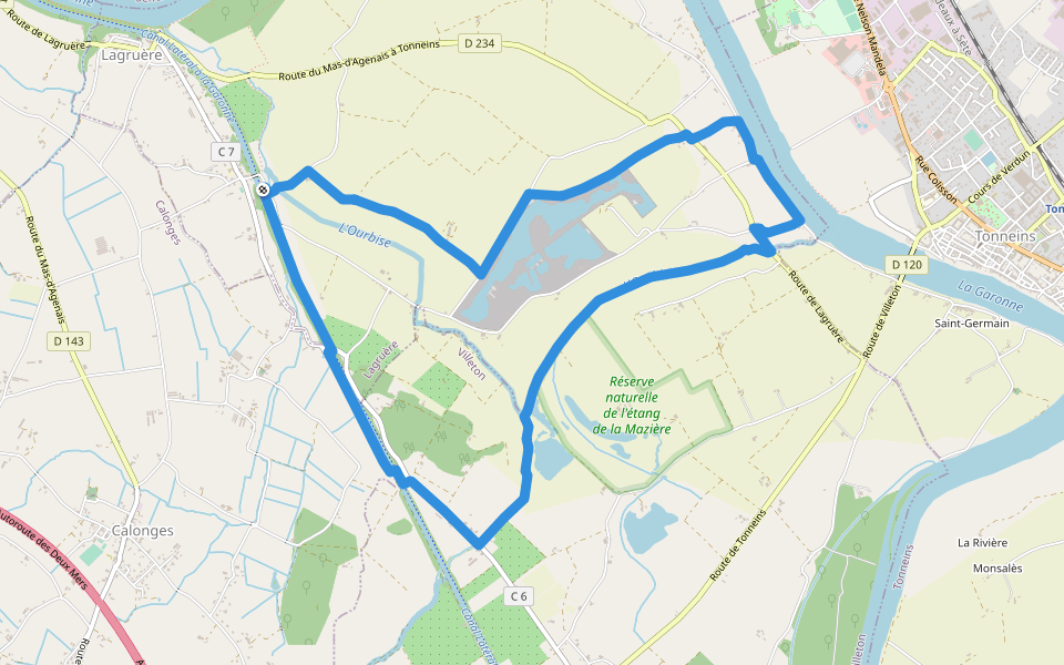 Lagruère, dans la boucle de l'Ourbise - 10.6 km walking route map in Lagruère