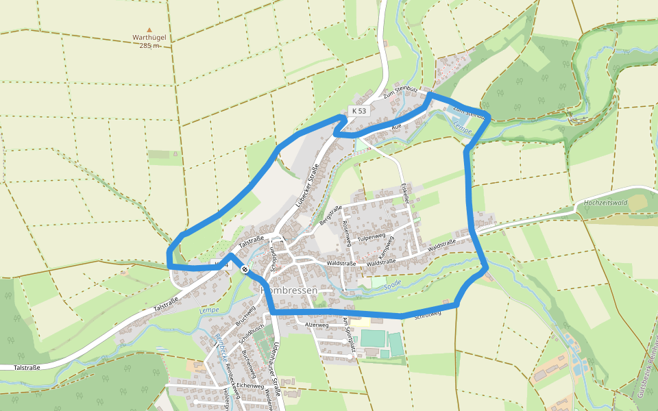 Hombressen, Rundweg 1 walking route map in Hofgeismar