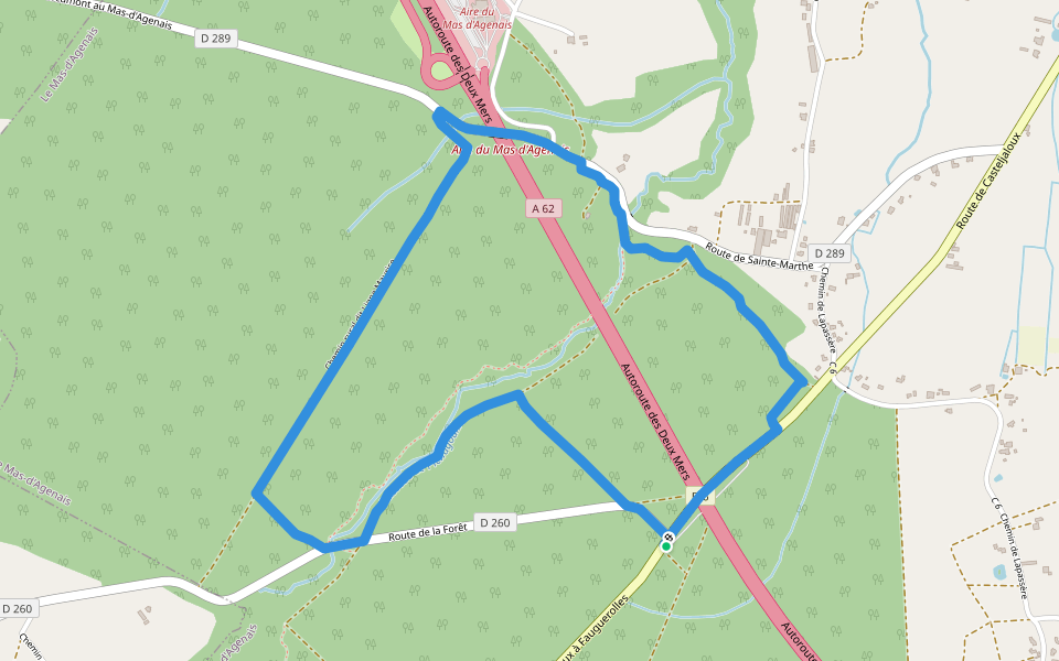Le Mas-d'Agenais - Les princes des sous-bois en forêt du Mas (Variante) - 5.4 km walking route map in Le Mas-d'Agenais