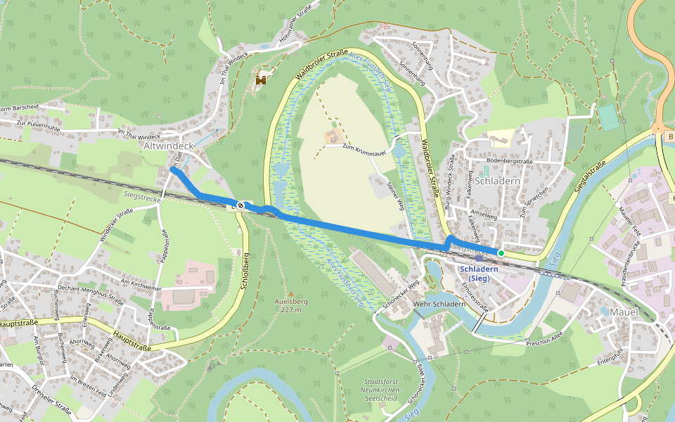 Natursteig Sieg Zugang Bf Schladern walking route map in Windeck