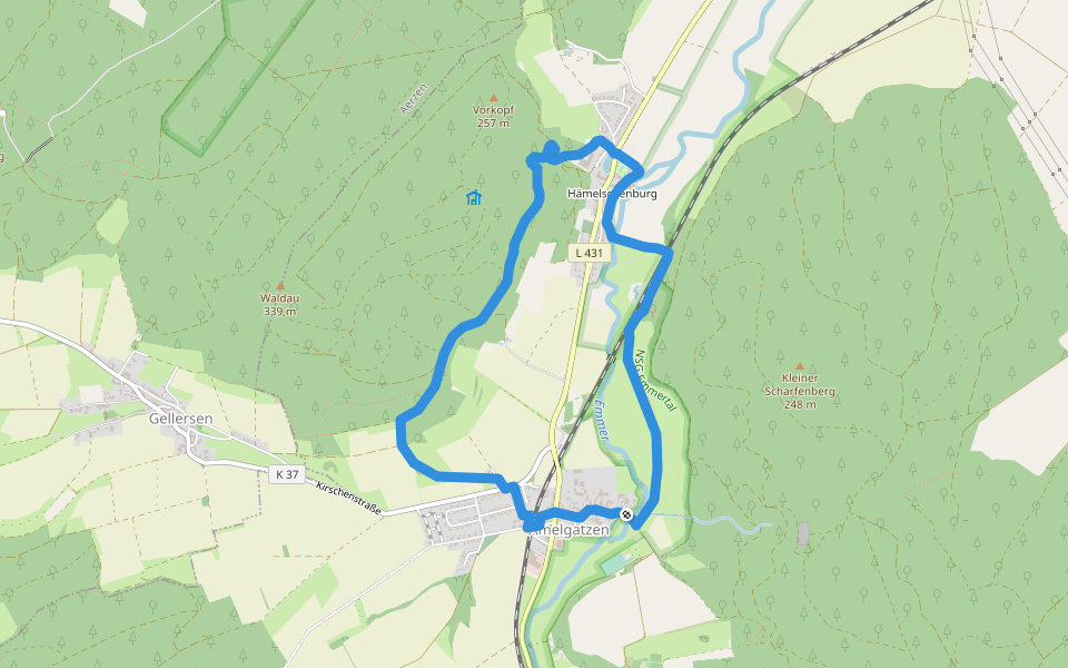 ET8 Schloss Hämelschenburg-Amelgatzen-Emmerauen-Schloss Hämelschenburg walking route map in Emmerthal